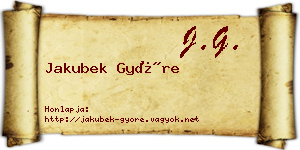 Jakubek Györe névjegykártya